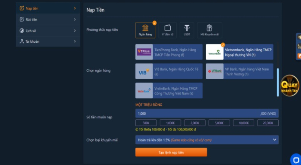 Danh sách các ngân hàng hỗ trợ rút tiền Alo789