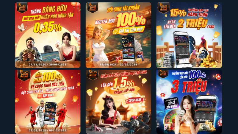 Đa dạng các chương trình khuyến mãi hấp dẫn tại Alo789